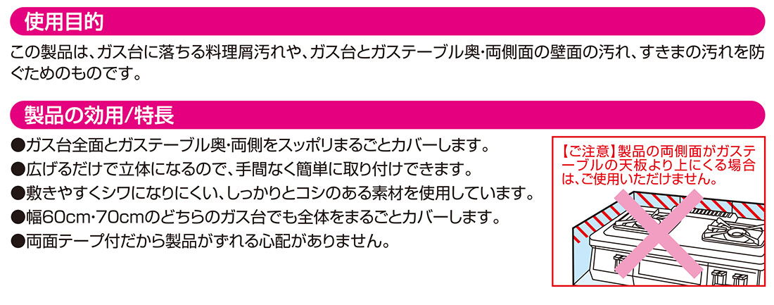 コンロまわりまるごとカバーの使用目的